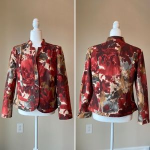 Christopher & Banks Red/Tan Water Color Blazer Size M